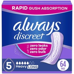 Always Discreet Adult Incontinence Pads for Women, Heavy Absorbency, Long