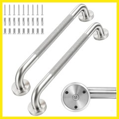 Knurled Brushed Stainless Steel Grab Bars, 2 Pack 16 Inch | , Stain Finish, S…