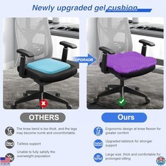 Thicken 19.7in Seat Cushion, Gel Seat Cushion for Long Sitting–Office Chair,