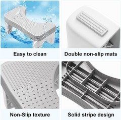 Foldable Toilet Stool Squat Adult, 7″ Height Adjustable Poop Stool for Bathroom,