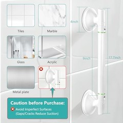 Suction Grab Bars for Shower 2Packs – 17.7″ No Drill Safety Shower Handle for