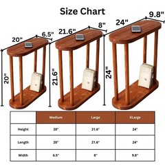 Genesis Woodesign Oval Solid Wood Narrow Side Table Slim Small Pedestal Coffee