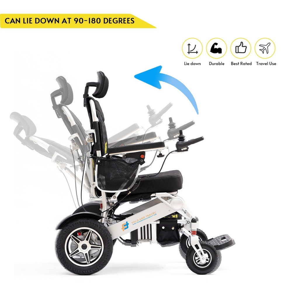 Fold And Travel Manual Recline Electric Lightweight Power Wheelchair ( Silver)