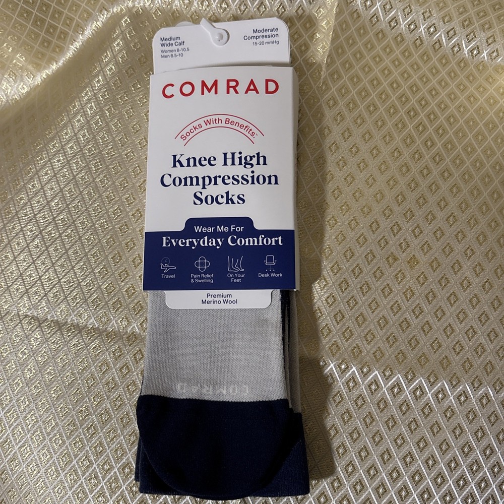 Comrad Knee High, Moderate Compression Socks Men Sz 8.5-10; Women Sz 8-10.5