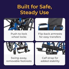 Lightweight Wheelchair – Portable Folding Mobility Aid – Swing-Away Footrests –