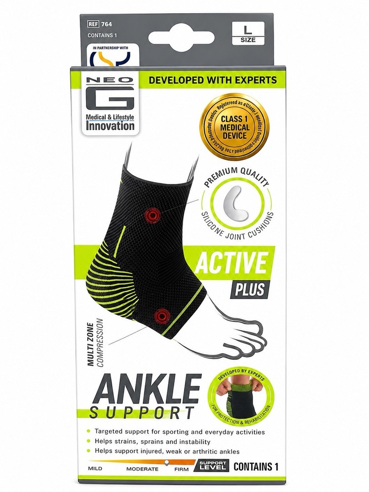 Ankle Support Sleeve Brace Compression Large (L) Black & Green 1 Count New