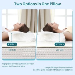 Cervical Neck Pillow Cooling Memory Foam – Orthopedic Contour Support for Side S