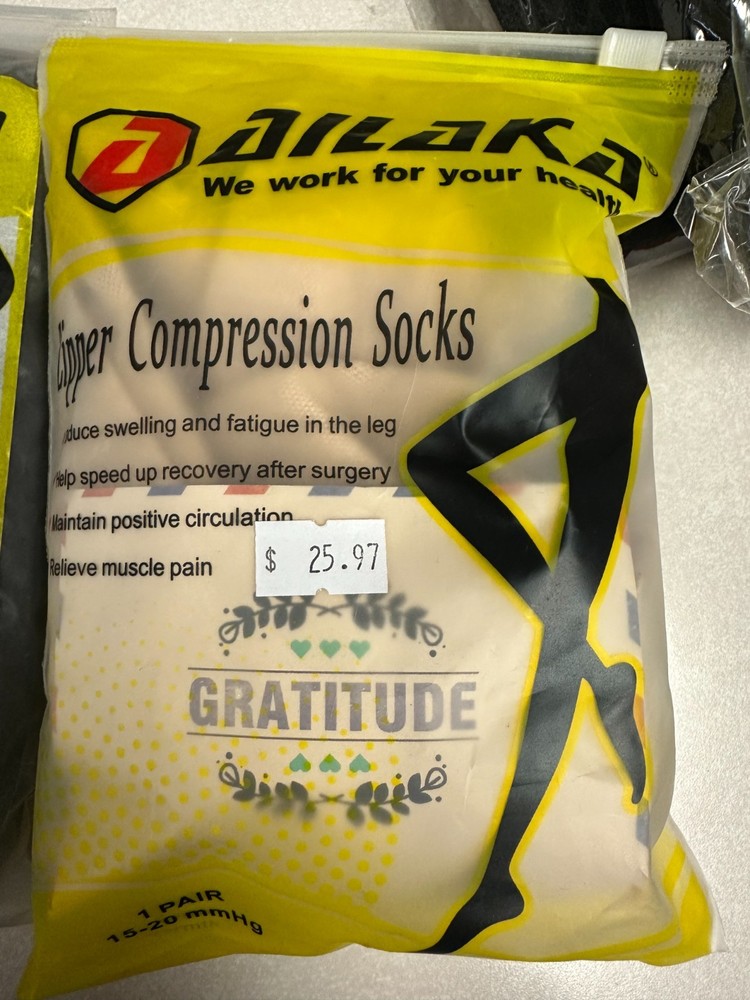 ZIPPER COMPRESSION 15/20 CLOSE TOE KNEE HIGH BLACK ALLAKA