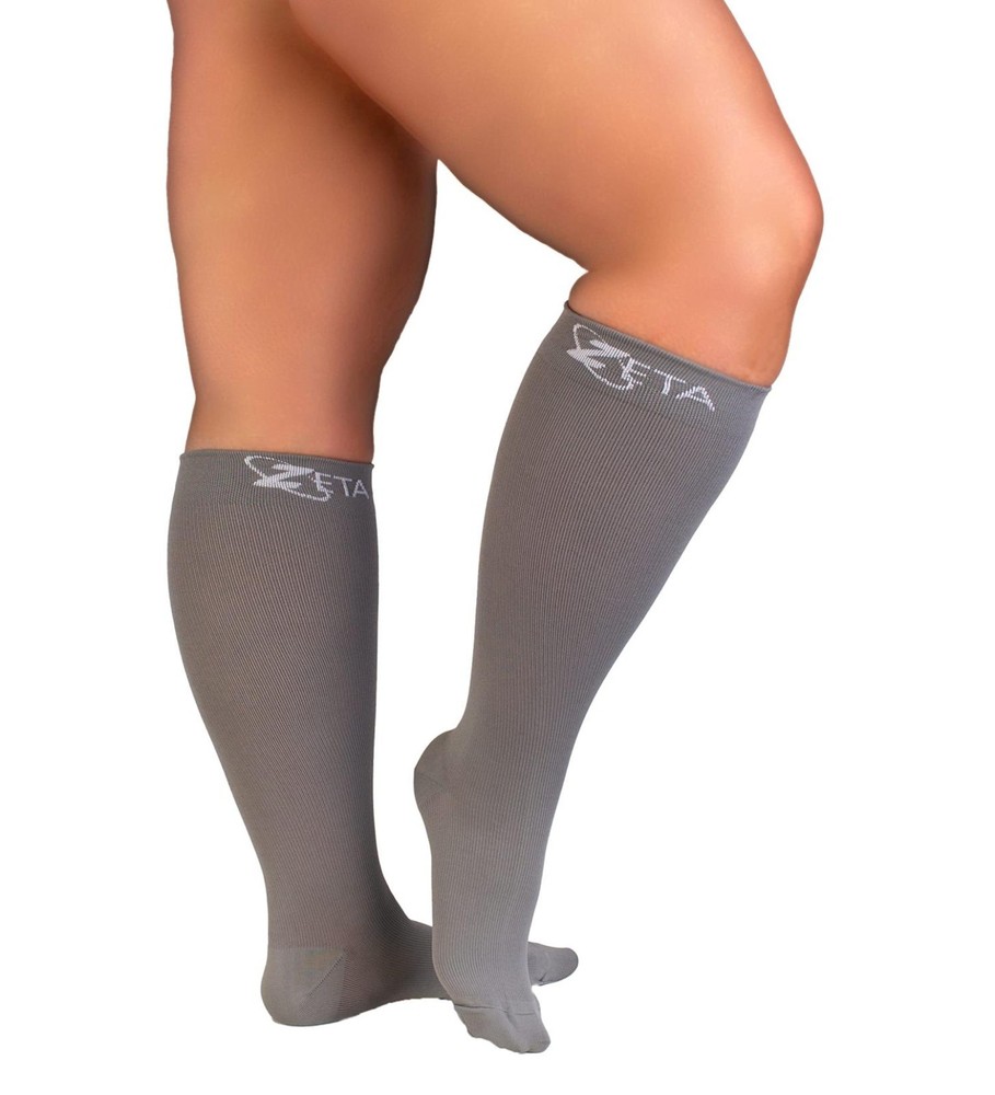 Plus Size Zeta Wear Support Socks – Wide Calf Compression Size 3XL Gray