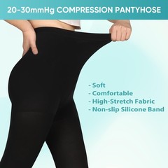 Compression Pantyhose Stockings for Women Men, 20-30 mmHg Closed Toe Waist Hi…