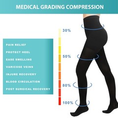 Compression Pantyhose Stockings for Women Men, 20-30 mmHg Closed Toe Waist Hi…