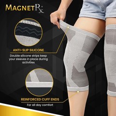 MagnetRX® Magnetic Knee Sleeve – (2-Pack) Effective Medium (Pack of 2), Grey