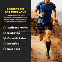 3 Pairs Plus Size Compression Socks Wide Calf 15-20mmHg Graduated Compression