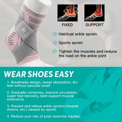 Ankle Compression Sleeve Support for Sprains, Plantar Fasciitis, Achilles Pain R