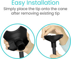 Self Standing Cane Tip 3/4 Inch Heavy Duty Quad Rubber Replacement All Terrain