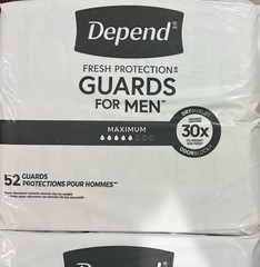 NEW Depend GUARDS FOR MEN Maximum 30x FRESH PROTECTION 104 Count 2 x 54 Packs