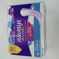 Always Discreet Plus Moderate Bladder Leak Protection Pads 153 Ct NEW