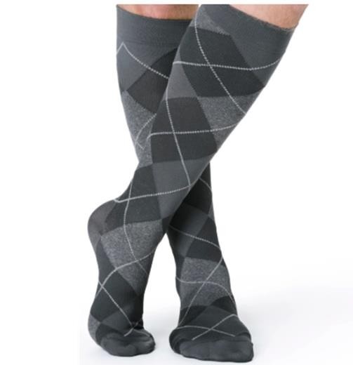 Sigvaris Microfiber Compression Socks 15-20 mmHg Graphite Argyle Sz B 9-11 Men