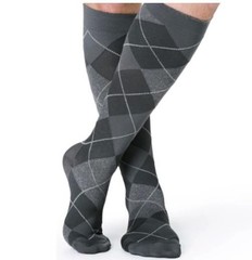 Sigvaris Microfiber Compression Socks 15-20 mmHg Graphite Argyle Sz B 9-11 Men