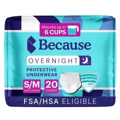 Because Overnight Absorbency Pull Ups Adult Disposable Underwear, 20 Count