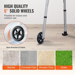 Folding Walker Stand Assist Adjustable Height Width Lightweight Walker 2 Wheels