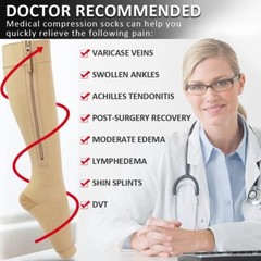 Compression Socks 1/2/3 Pk Stockings 20-30mmHg Knee High Support Open Toe Zipper