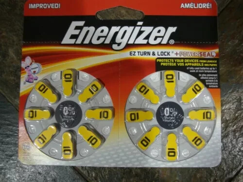 16 Energizer Size 10 Zinc Air Hearing Aid Batteries AZ10DP-8 Brand New Great