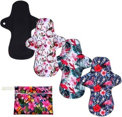 7PCS Reusable Washable Incontinence Cloth Pads – 6 Heavy Flow Bamboo Charcoal +