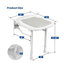 Folding Wall Mounted Shower Seat,Support 550lbs,Adjustable Height Fold Down S…