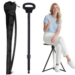 Walking Cane with Seat Folding Lightweight, 2-in-1 Cane Stool for Adults, Alu…