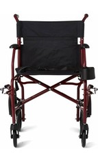 Medline MDS808200F3R 19in. Ultralight Transport Wheelchair – Red