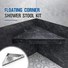 Floating Corner Shower Bench Kit, 17″ X 17″ X 24″ Wall Mounted Shower Seat Shelf