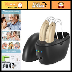 Rechargeable Hearing Aids for Seniors, Noise Cancelling, Adjustable Volume, 1 Pa