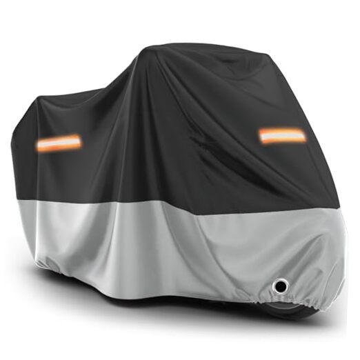 Motorcycle Cover Waterproof Outdoor – All Season Sun 104″ Black & Silver