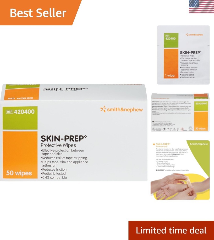 Smith & Nephew Skin-Prep Barrier Wipes – Fast, Safe Adhesive Support (50 Count)
