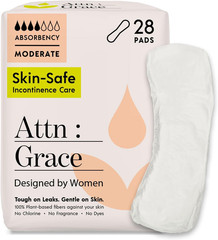 Attn: Grace Moderate Incontinence Pads for Women, 28-Pack – High Absorbency, Bre