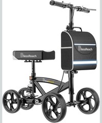 BlessReach WB-2202 Knee Scooter Walker 8” Wheels Dual Brake Foldable 300lb Black