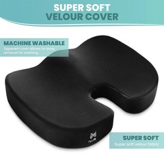 Gel Enhanced Memory Foam Seat Cushion Pillow Office Desk Chair Wheelchair, Black