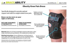 Braceability Obesity Knee Pain Brace Size 5XL Black 03K04 Adjustable NEW