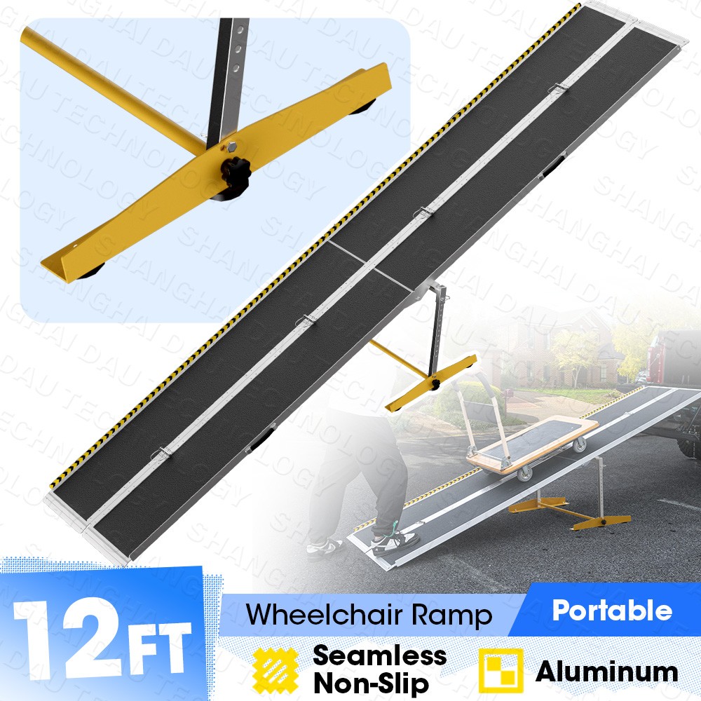 12 ft Aluminum Multi-Folding Wheelchair Scooter Mobility Ramp Portable Non-Slip