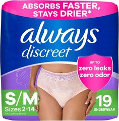 Always Discreet Women’s Incontinence Underwear S/M/L/XL/2XL/3XL Max Absorbency