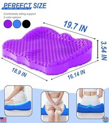 Thicken 19.7in Seat Cushion, Gel Seat Cushion for Long Sitting–Office Chair,