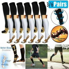 Men Women 15-20mmHg Knee High Compression Socks Calf Support Tube Stockings