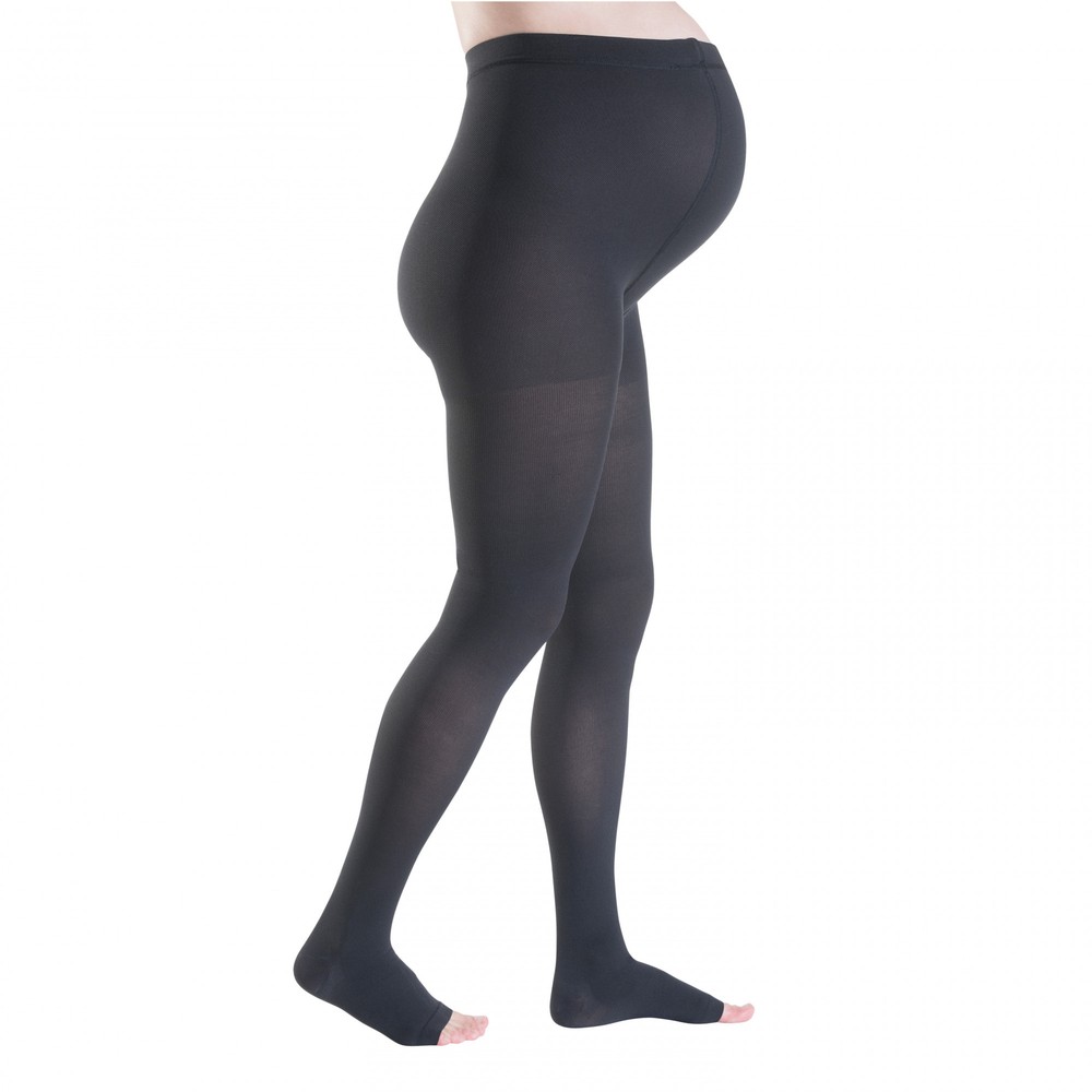 MEDIVEN PLUS 213/214 WOMEN’S MATERNITY PANTYHOSE CL2 OPEN TOE BLACK