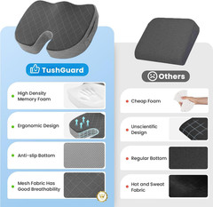 Office/Car Seat Cushion, Non-Slip Sciatica & Back Coccyx Tailbone Pain Relief Ch