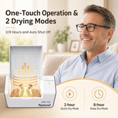 Hearing Aid Dryer Dehumidifier Box with LED Light, USB Powered, 2H/8H Modes, Aut
