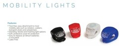 2 Lumex LED Mobility Lights Clip On Walkers Wheechair Cane & FREE BATTERIES