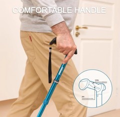 REHAND Walking Cane for Men & Women – Foldable, Adjustable, Black