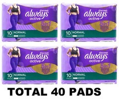 40 x ALWAYS ACTIVE PADS DISCREET 5 IN 1 NORMAL BRAND NEW (4 x PK10)