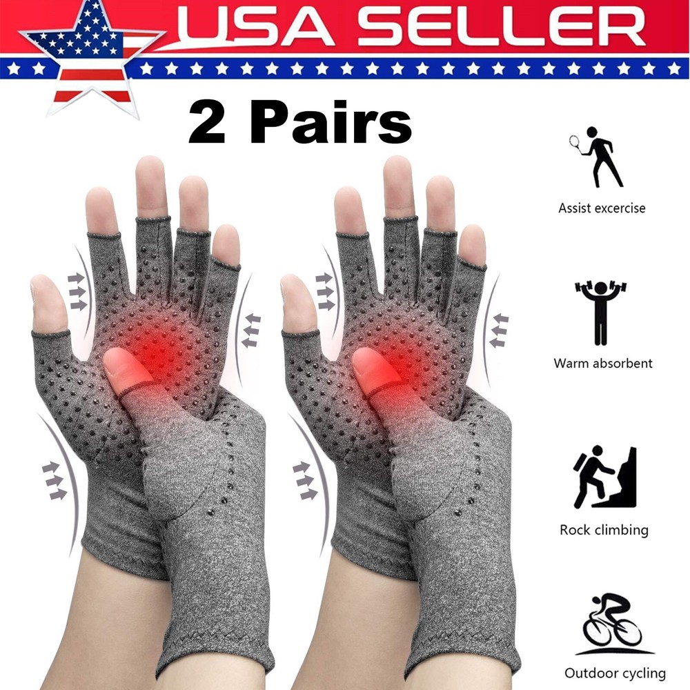 2 Pairs Arthritis Compression Gloves Medical Arthritis Pain Relief Hand Support